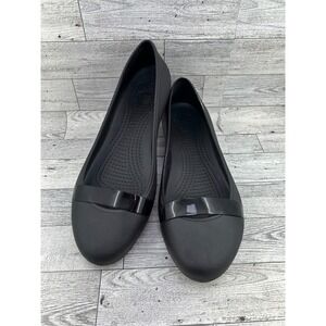 Crocs Rio Flat Black Pointed Toe Translucent Strap Ballet Shoes 202309 Women 11